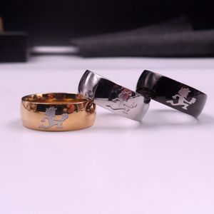 (Mannen) ICP TwizTid Rvs Ring Hatchetman Herenringen 8-12 # 3 Mode Zilver / Gouden / Zwart