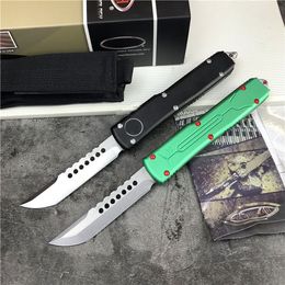 (MICRO TECH) Bounty Hunter AUTO Knife Hellhound Tanto Plain Blade, poignées en aluminium d'aviation T6061, couteaux de défense tactique de combat en plein air EDC outil de poche