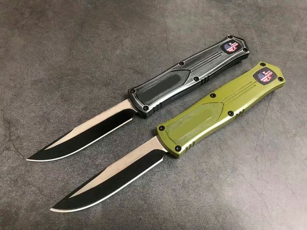 (MICRO TECH) Cuchillo automático de doble acción con cabeza fantasma, material de hoja 440C de 3.858 