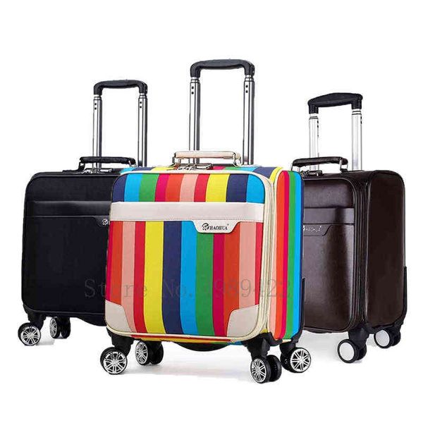 `` New Business Pu Leather Travel valise Cabin Cabin Charing Sac Sac Spinner Roues Sac à main imperméable Oxford J220707