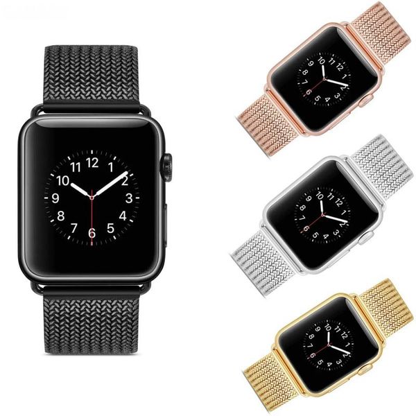 Adecuado para Apple Watch 45 mm correa serie 8 7 6 SE 5 41 45 44 42 correa de metal de acero inoxidable de lujo adecuada para Iwatch 4 3 2 1 38 mm 40 mm pulsera de anillo Milan Correa Correa