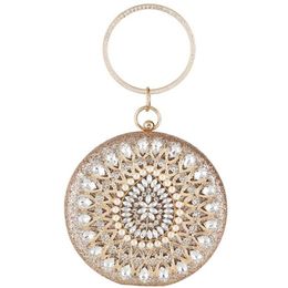 -Sac de soirée rond Diomand pochette pour femmes sac magnifique perle cristal perles sacs de fête de mariage de mariée sacs à main à bandoulière 2676