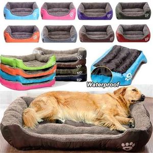 (S-3XL) Grand Pet Cat Dog Bed 8Colors Warm Cozy Dog House Soft Fleece Nest Dog Baskets House Mat Automne Hiver Chenil Étanche 210915