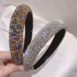 -vente coréenne bandeau en velours entièrement percé pour l'industrie lourde avec strass clignotants style rétro palais mode tempérament 228Y