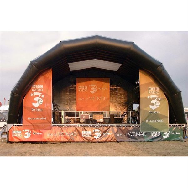-Vente grand chapiteau de couverture de scène de tente d'événement gonflable noir extérieur pour la Promotion d'exposition de fête MusicFestival273h