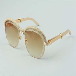 -vente de branches en acier inoxydable de qualité supérieure coupe des lunettes de soleil à lentilles monture à sourcils en diamants haut de gamme 1116728-A Taille 60-18-140mm289P