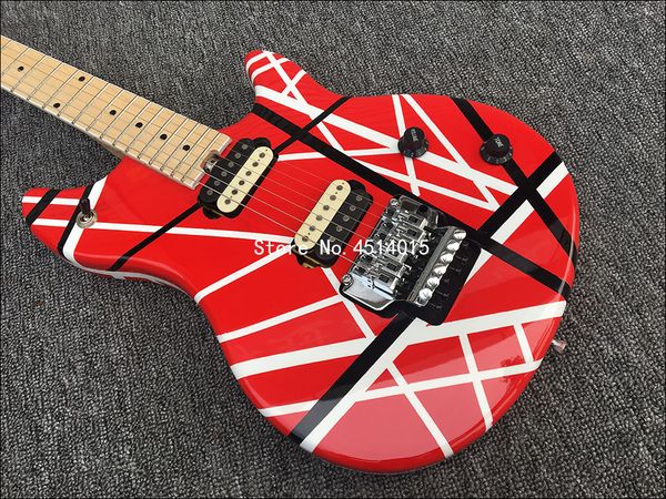 -Guitarra eléctrica de cuerdas, pintura roja, cinturón con revestimiento blanco, mástil de arce, venta directa de fábrica, 2021, entrega gratuita