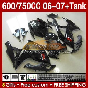 Injection Mold Fairings  Tank For SUZUKI GSXR600 750CC GSXR-750 K6 GSX-R600 06-07 154No.81 600CC GSXR 600 750 CC GSXR750 06 07 GSXR-600 2006 2007 OEM Fairing glossy black blk