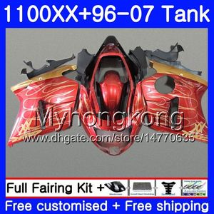 + Tank voor Honda Blackbird CBR 1100xx CBR1100 XX 02 03 04 05 06 07 271HM.39 CBR1100XXX 2002 2003 2004 2005 2006 2007 Golden Flames Valings