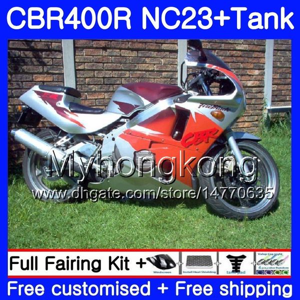 + Réservoir Pour HONDA CBR 400 RR 400RR CBR400RR 88 89 90 91 92 93 266HM.42 NC29 Argent rouge CBR400 RR NC23 1988 1989 1990 1991 1992 1993 Carénage