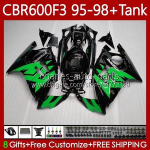 Cuerpo + tanque para HONDA CBR 600F3 600 F3 CC 600FS 97 98 95 96 Carrocería 64No.284 CBR600 FS CBR600F3 CBR600FS 1997 1998 1995 1996 CBR600-F3 600CC 95-98 Kit de carenados verde brillante