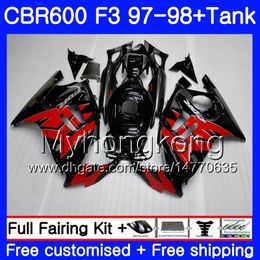 + Tank voor Honda CBR600FS CBR600RR CBR600 F3 1997 1998 Glanzend Blauw Rood Bodys 290HM.55 CBR 600 F3 FS CBR 600F3 97 98 CBR6F3 97 98 FACKING