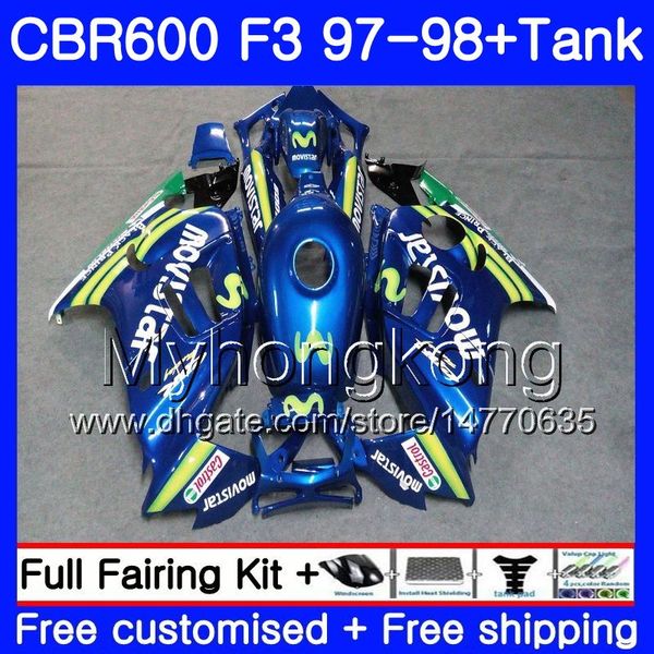 + Réservoir Pour HONDA CBR600FS CBR600RR Movistar Blue hot CBR600 F3 1997 1998 Bodys 290HM.76 CBR 600 F3 FS CBR 600F3 97 98 CBR600F3 97 98 Carénage