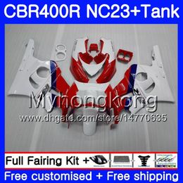 + Tank voor Honda Cowling Wit CBR400 RR NC23 CBR400RR 88 89 90 91 92 93 266HM.6 NC29 CBR 400 RR 400RR 1988 1989 1990 1991 1992 1993 Kuip