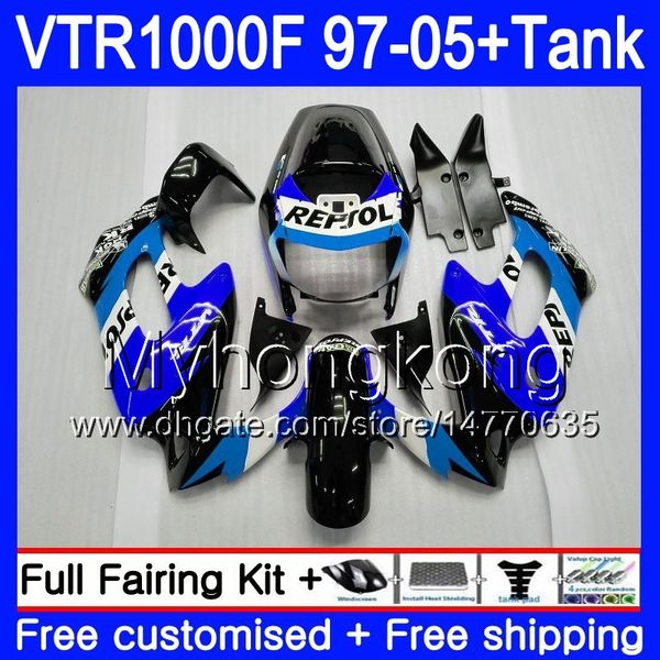 + Réservoir Pour HONDA SuperHawk VTR 1000 F 1000F VTR1000 F Bodys 56HM.147 VTR1000F 97 02 03 04 05 1997 2002 2003 2004 2005 Carénages Bleu Repsol