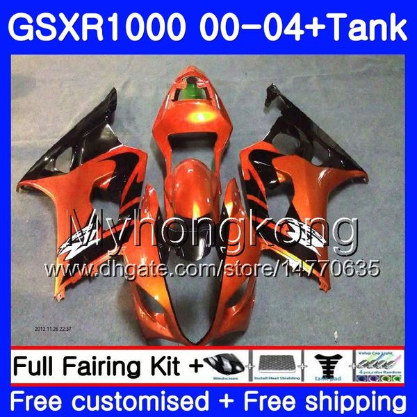 + Réservoir Pour SUZUKI GSX R1000 GSX-R1000 GSXR1000 orange noir 01 02 03 04 299HM.18 GSXR-1000 K2 K3 GSXR 1000 2000 2001 2002 2003 2004 Carénage