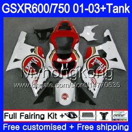 + Réservoir Pour SUZUKI GSX-R750 GSXR 750 600 K1 GSXR600 01 02 03 294HM.24 GSX R600 R750 GSXR-600 Lucky Strike Rouge GSXR750 2001 2002 2003 Carénages