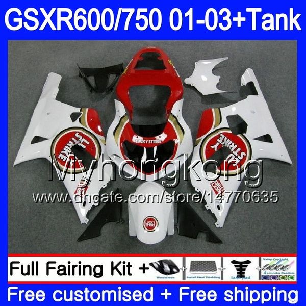 + Réservoir Pour SUZUKI GSX-R750 GSXR 750 600 K1 GSXR600 01 02 03 294HM.24 GSX R600 R750 GSXR-600 Lucky Strike Rouge GSXR750 2001 2002 2003 Carénages