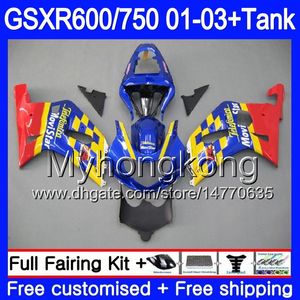 + Tank voor Suzuki GSXR 600 750 GSXR-750 GSXR600 2001 2002 2003 294HM.47 GSX R750 R600 K1 MOVISTAR RODE NIEUWE GSX-R600 GSXR750 01 02 03 KUNST