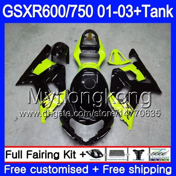 + Tanque para SUZUKI GSXR 600 750 GSXR-750 GSXR600 2001 2002 2003 294HM.49 GSX R750 R600 K1 GSX-R600 GSXR750 01 02 03 Carenado Amarillo verde negro