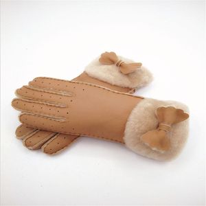 - Invierno Mujer Accesorios de mariposa Guantes cálidos Guantes de lana Guantes cálidos para mujer Garantía de cuero309C