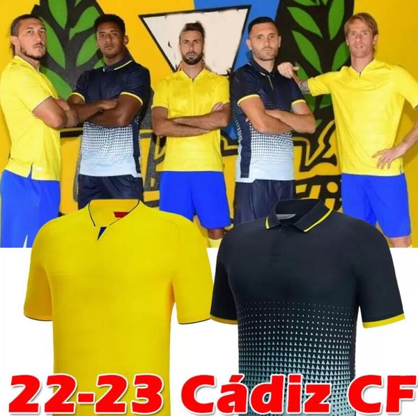 2022 2023 Cadiz Soccer Jerseys Negredo Camisetas de Futbol Lozano Alex Bodiger Juan Cala Camiseta A Liga 22/23 Men Kit Kit Socks Full Fotant Football Shirts Top