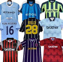 93 94 Retro Soccer Jerseys Classic 1998 99 2011 City 95 11 12 Wembley Clough Kinkladze Tevez Kun Aguero Kompano Dzeko