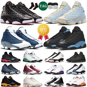 jumpman 13 Playoffs hommes Chaussures de basket 13s Black Flint University Blue Obsidian Hyper Royal Court Violet Black Cat entraîneur extérieur pour hommes