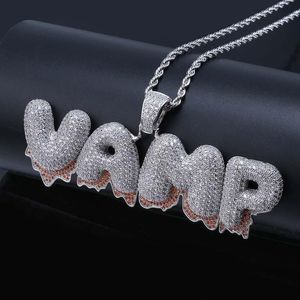 -Z 0-9 nom personnalisé lettres de fond rouge pendentif collier pour hommes femmes Zircon Hip Hop bijoux 318u