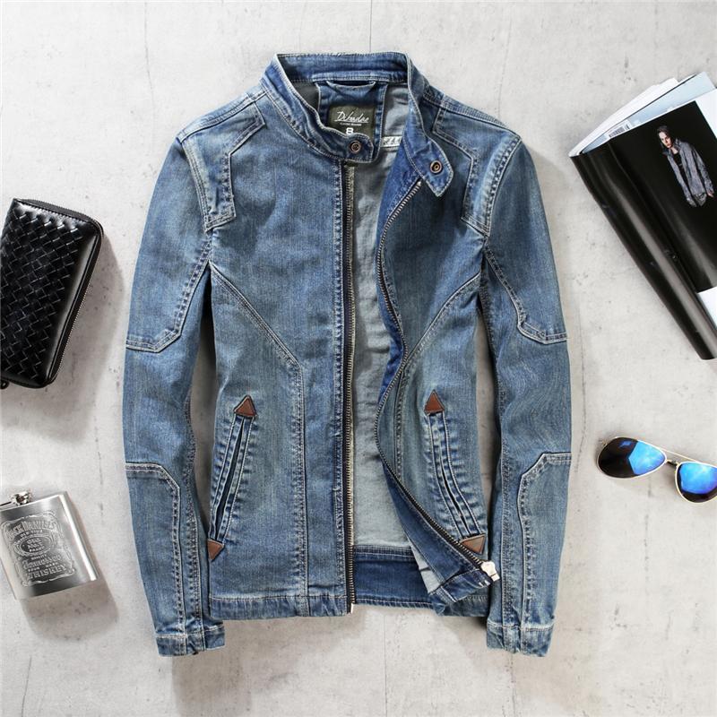 Hot Sale 2021 Spring Autumn Men's Denim Jacket Casual Stand Collar Denim Jacket Men's Slim Retro Jeans Short