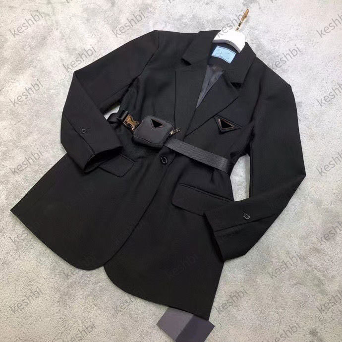 패션 캐주얼 여성 블레이저 디자이너 정장 복고풍 단일 가슴 재킷 긴 소매 사무실 코트 벨트