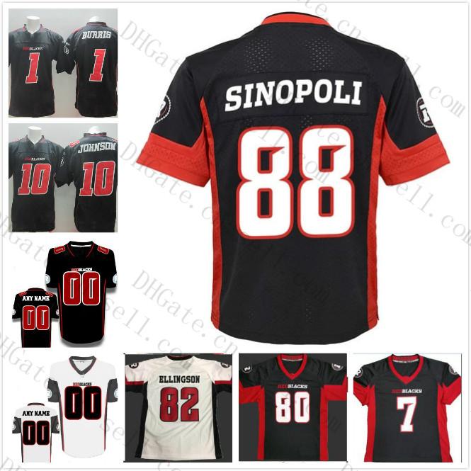 2020 Nuovo stile personalizzato Ottawa Redblacks Premier Tc Ottawa Redblacks # 1 Burris # 10 Johnson Maglia da calcio nera bianca (personalizzata o vuota)