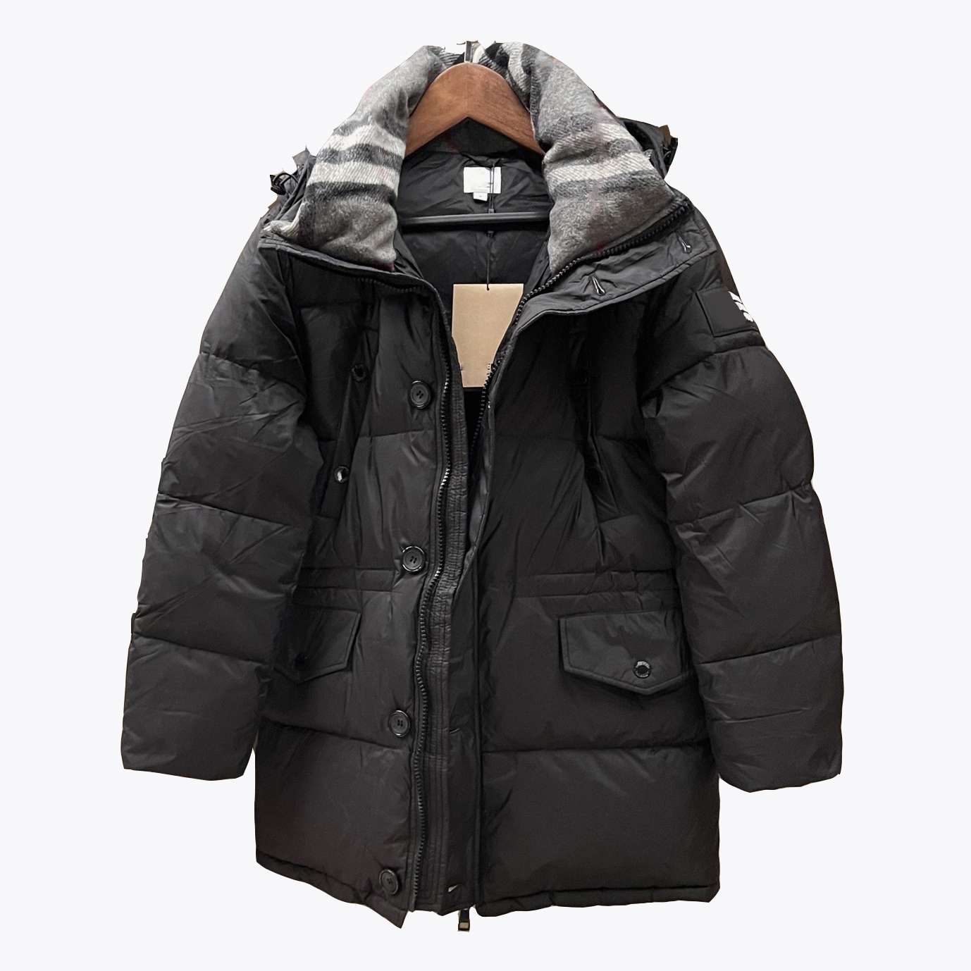 Heißer Verkauf Britischer Stil Designer Herren Lange Daunenjacke Kanada North Winter Mit Kapuze Patchwork Fleece Plaid Kragen Mantel Jacken Outdoor Männer Frauen