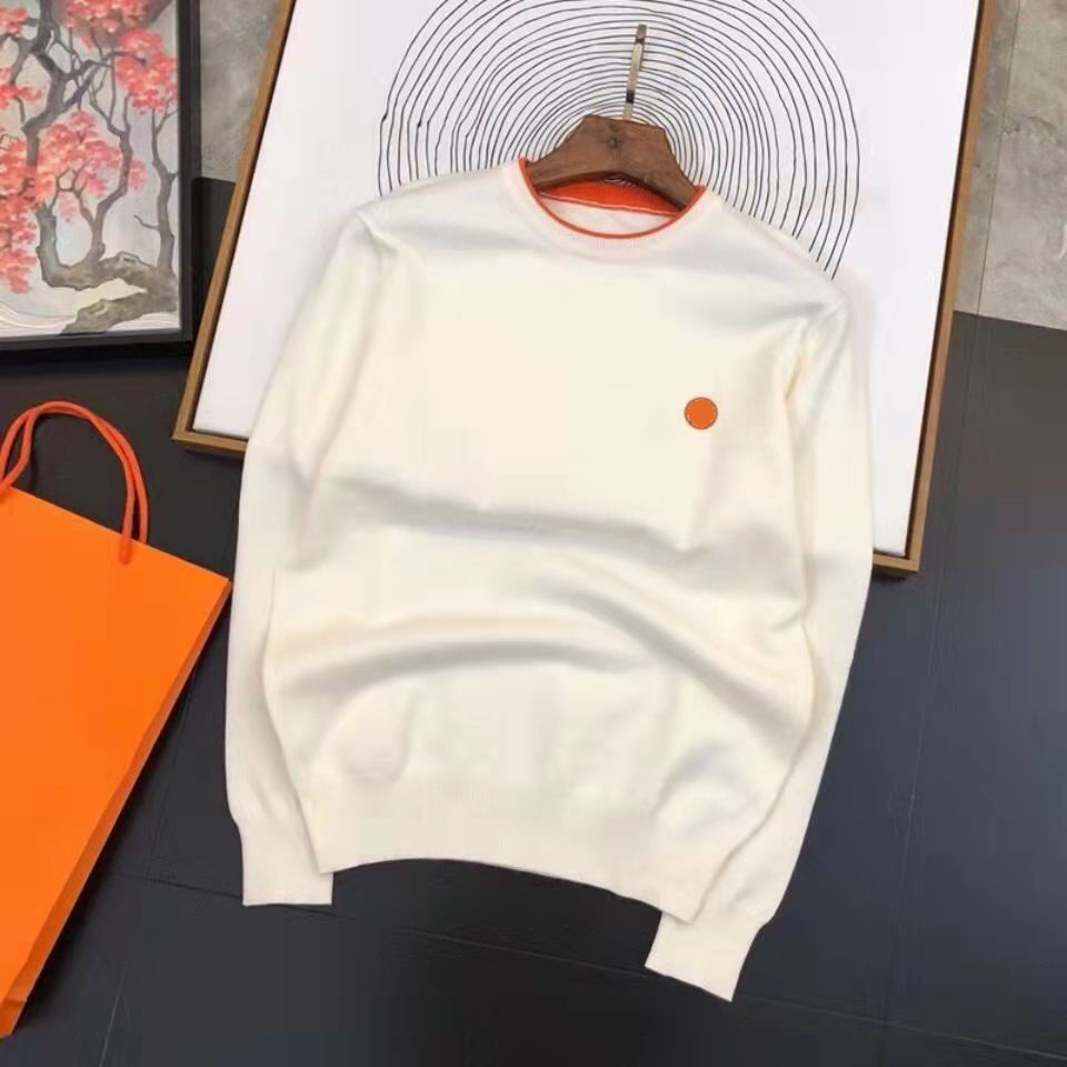 Unisex tröjor ull med budge bokstäver modeströjor stickor långa sleeevs outbears varma toppar man tröja orange topp
