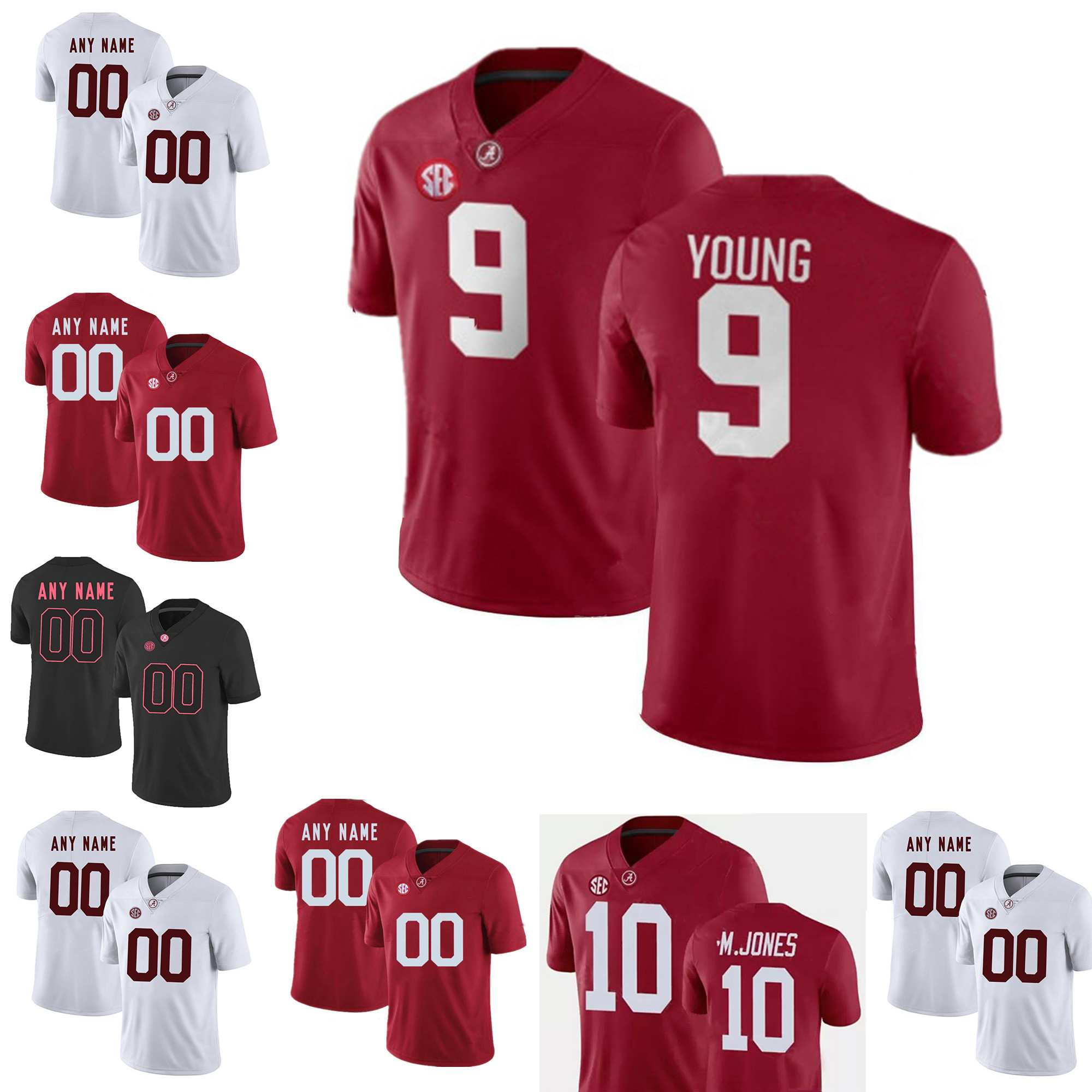 NCAA Alabama Crimson Custom S-6XL Tide Football Jersey 9 Bryce Young Will Anderson Jr. John Metchie III Jerry Jeudy Nee Harris Jaylen Waddle