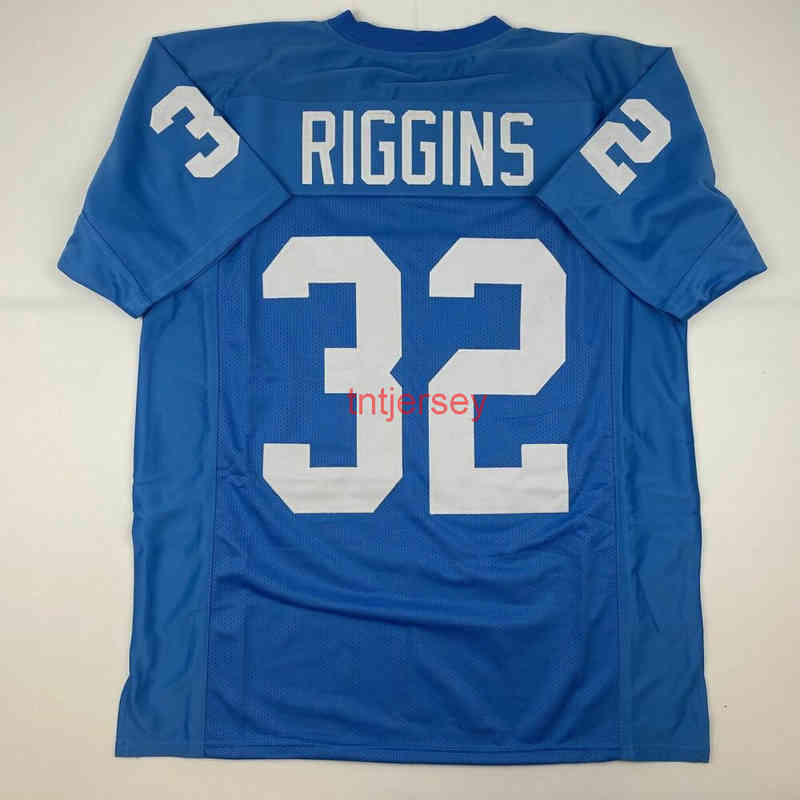 Mit CHEAP CUSTOM New JOHN RIGGINS Maglia da calcio cucita Kansas Blue College AGGIUNGI QUALSIASI NUMERO DI NOME