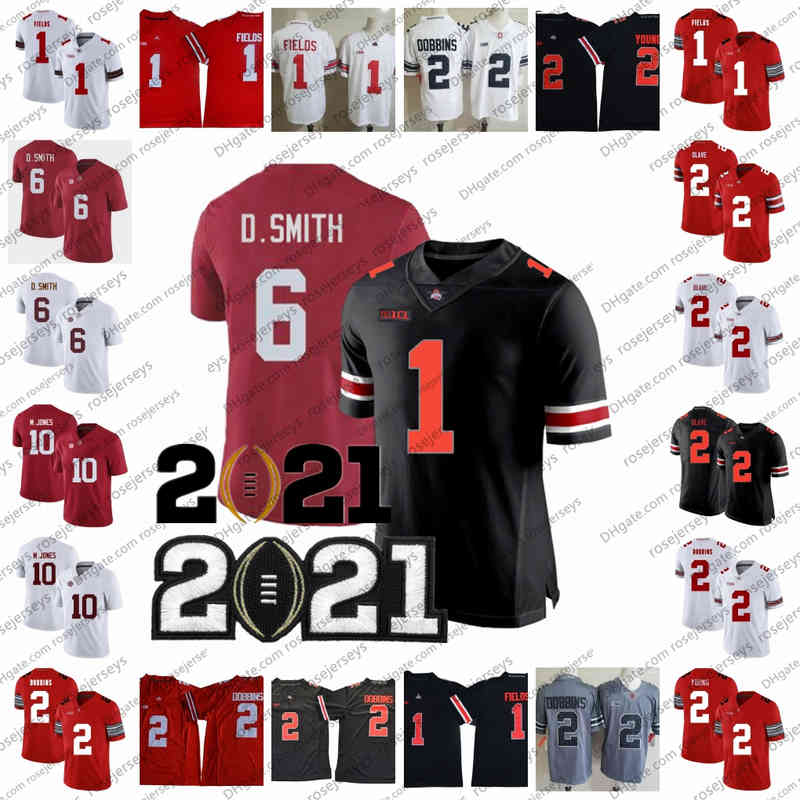 NCAA Bama Devonta Smith Mac Jones Jerseys 2021 Mistrzowie Alabama Crimson Tide Ohio State Buckeyes Justin Fields Chris Olave Garett Wilson