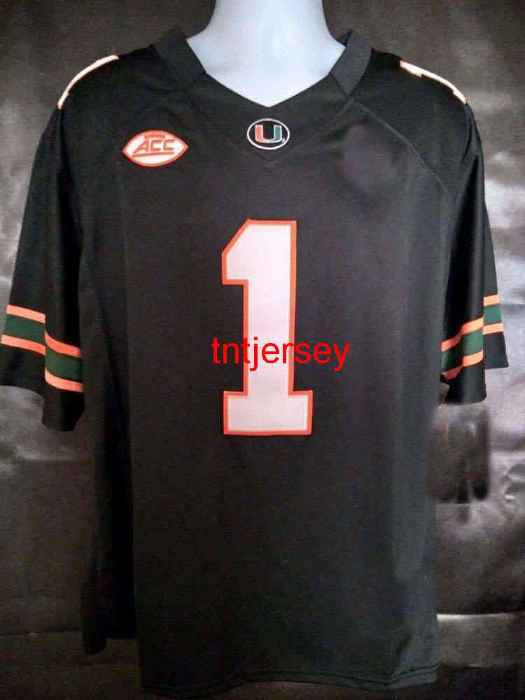 Mit tani niestandardowy d'Eriq King #1 Black Miami Hurricanes Football Jersey Men Men Men Młodzież