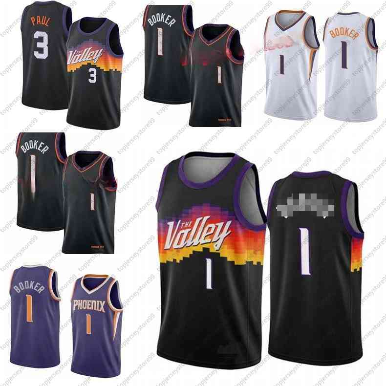 % 100 dikişli Chris 3 Paul Devin 1 Booker Steve Charles 34 Nash Barkley Erkek Basketbol Formaları Beyaz Siyah Dikişli Boyut S-XXL