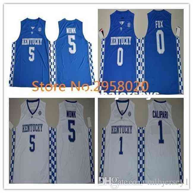 カスタム＃5マリックモンク＃1ジョンカリパリ＃0 de'aaron fox＃3 Bam Ado Kentucky Wildcats College Basketball Jerseyは名前を付けて、Shiをベストさせます