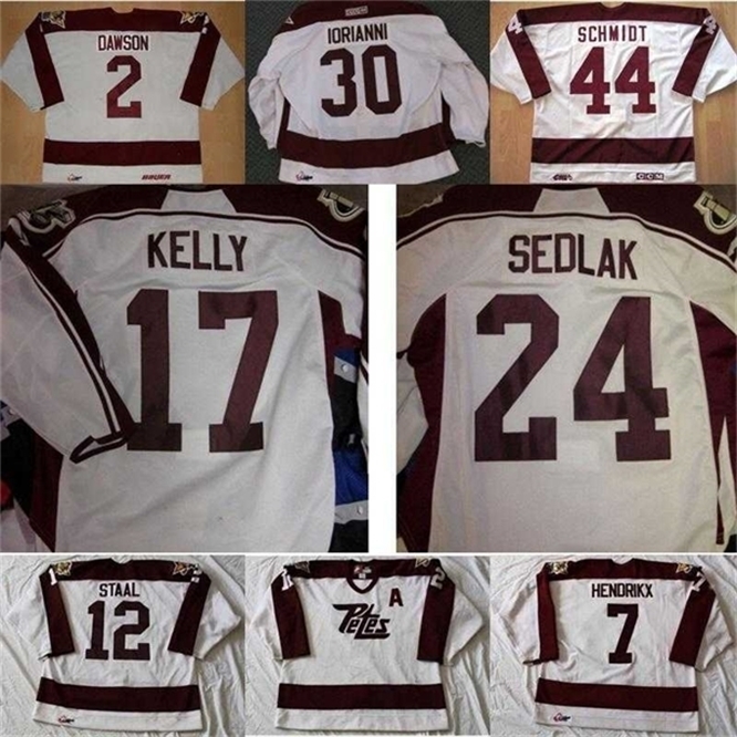 CeUf Personalised OHL Peterborough Petes Jersey 2 Aaron Dawson 12 Staal 7 Hendrikx Mens Womens Kids 100% Stitched Hockey Jerseys Goalit Cut