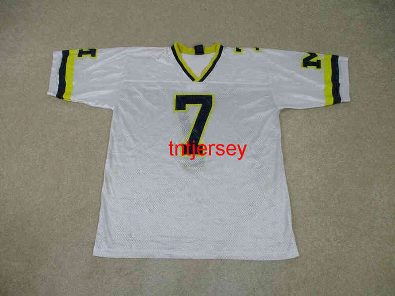 Mit Cheap Cuom VINTAGE Michigan Wolverines Football Jersey Branco Amarelo Mens MULHERES JUVENTUDE ponto adicionar qualquer nome número XS-5XL