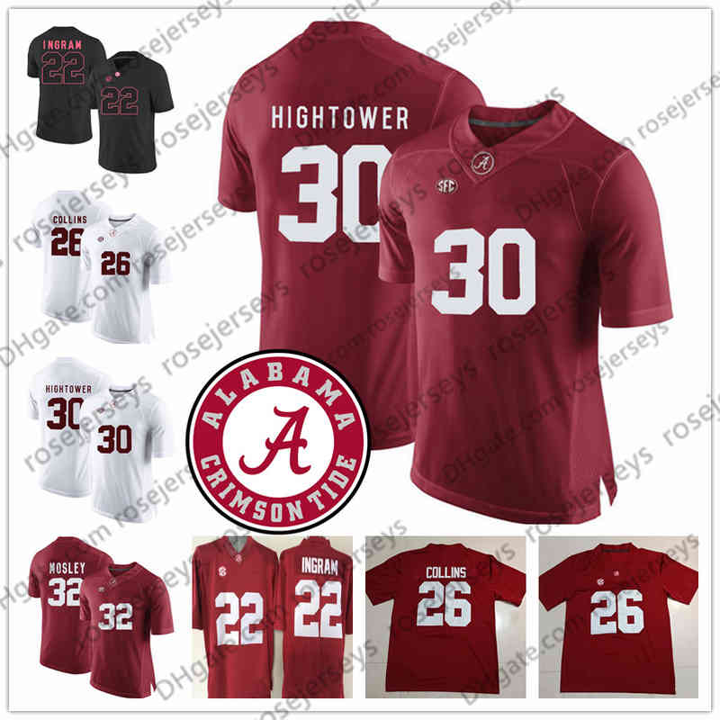 NCAA Alabama Crimson Tide #22 Mark Ingram 25 Rolando McClain 26 Landon Collins 30 Dont'a Hightower 32 CJ Mosley 55 Derrick Thomas Maglia