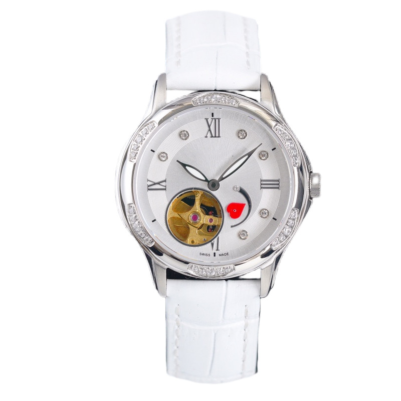 5AВысококачественные модные женские часы диаметром 35 мм, корпус из нержавеющей стали 316, керамический ремешок, автоматические механические механизмы, драгоценный камень, зеркало жизни