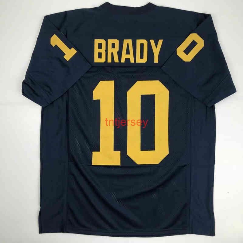 MIT Billiga anpassade nya Tom Brady Michigan Blue College Stitched Football Jersey Lägg till valfritt namnnummer
