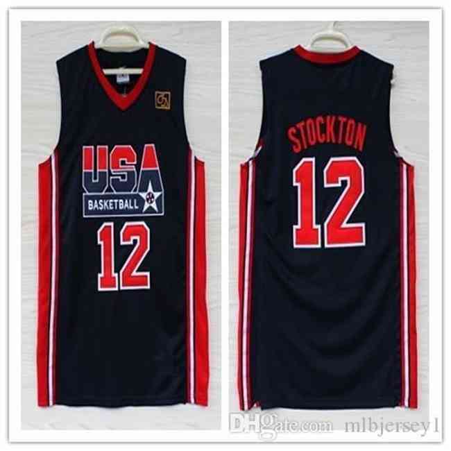 Men's 12 John Stockton 1992 Dream Team Usa Top Jersey100% Stitched Basketball Jersey Xs-xxl Vest Jerseys vest Shirt