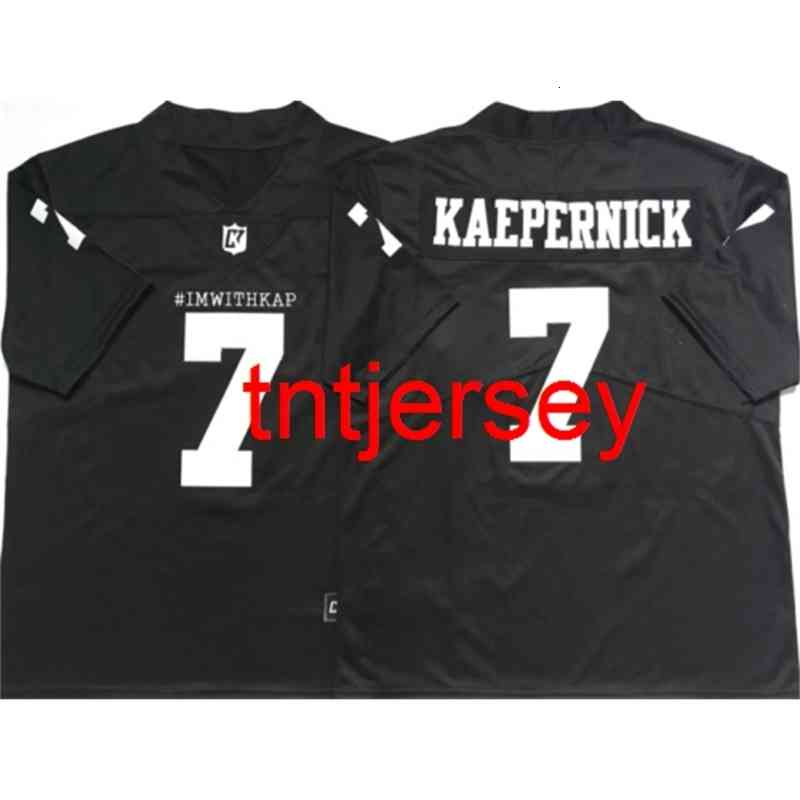 Mit costurado personalizado masculino #imwithkap colin kaepernick #7 camisa preta costurado personalizado masculino feminino juventude XS-5XL