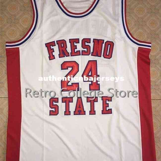 Mens # 24 Chris Herren Fresno State Vermelho Branco Basquete Jersey Todo Tamanho Bordado Costurado Personalizar Qualquer Nome e Nome Xs-6XL Colete Jerseys