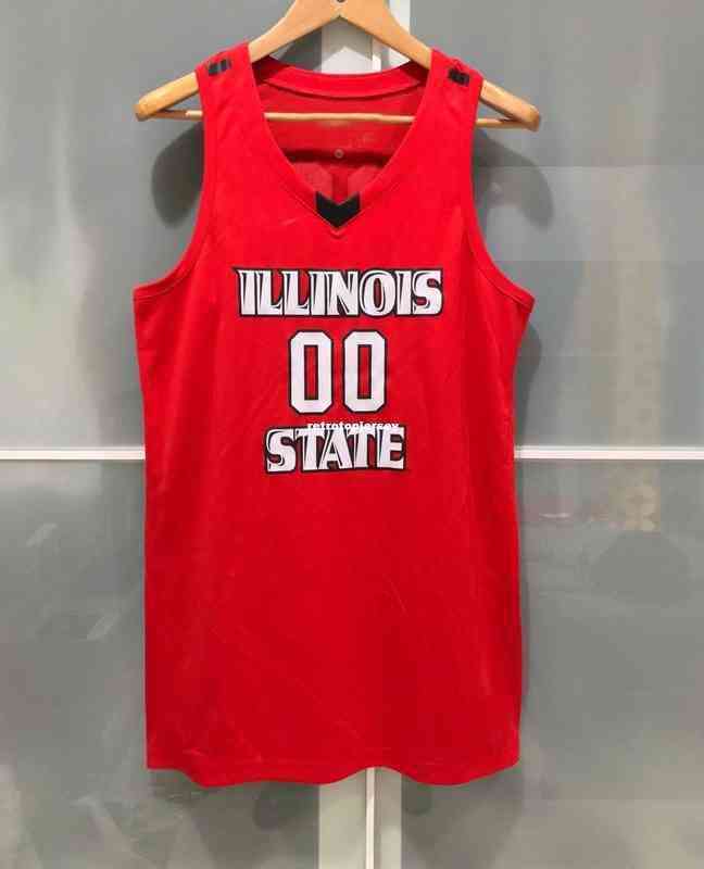 Rare Illinois State Redbirds #00 Mens Basketball Game Jersey Red Vest Stitched