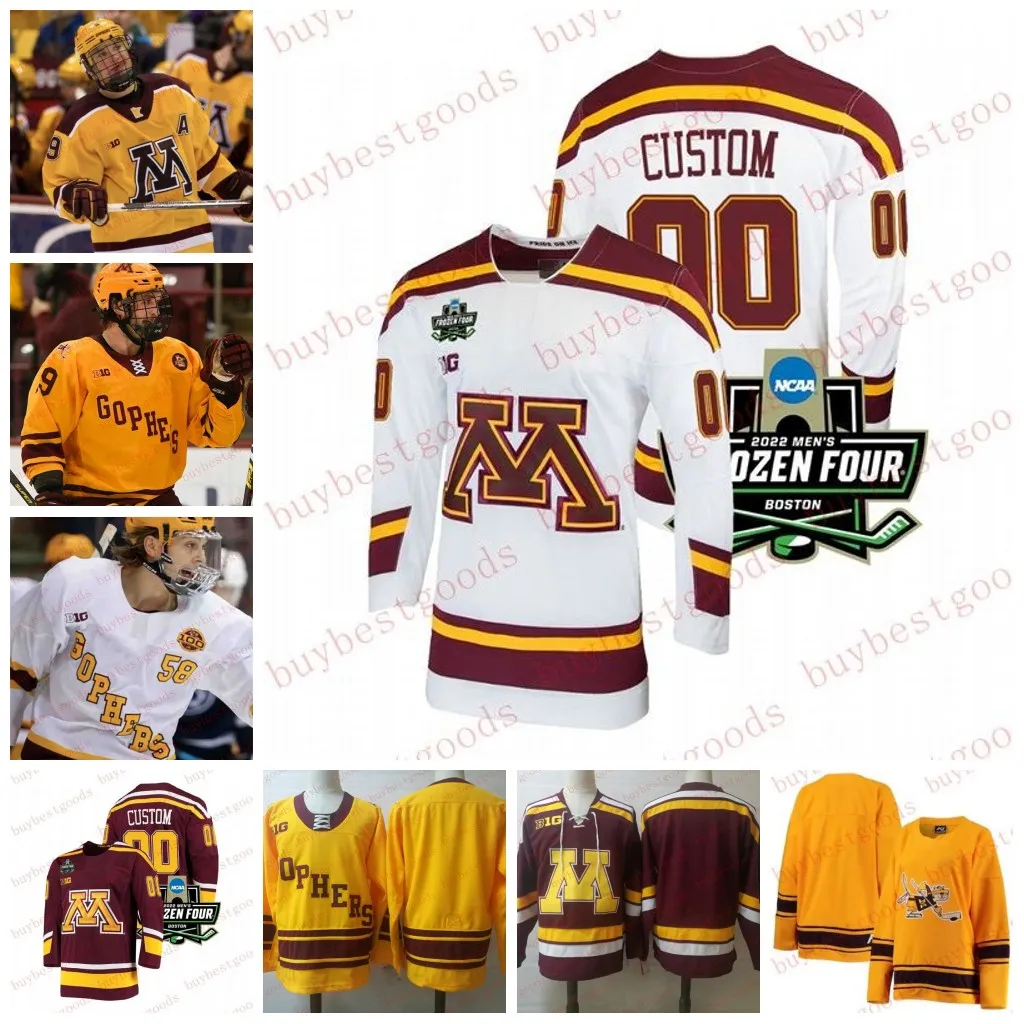 Faber Brock Jersey Ryan Johnson Özel Minnesota Altın Gophers Hokey Jersey 2024 Dondurulmuş Four Jersey Jackson Lacombe Jaxon Nelson Jimmy Snu